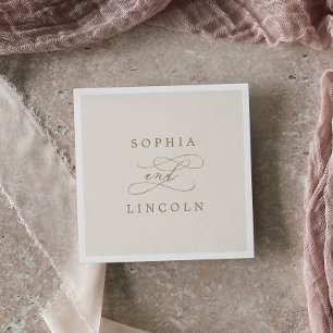 Romantische Goldkalligrafie Hochzeit von Elfenbe Serviette