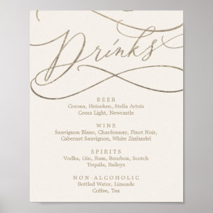 Romantische Goldkalligrafie   Ivory Drink Menu Sig Poster