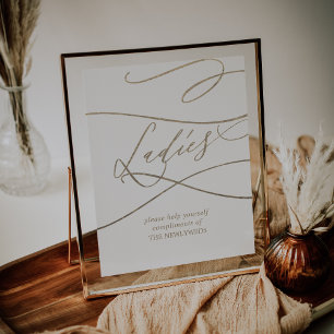 Romantische Goldkalligrafie Ladys Badezimmer-Zeich Poster