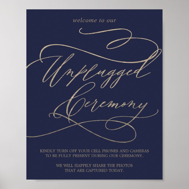 Romantische Goldkalligrafie-Marine - Unplugged Zer Poster (Vorne)