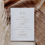 Romantische Goldkalligrafie-Mongram-Hochzeit Einladung<br><div class="desc">Diese romantische goldkalligraphische monogramm Hochzeitseinladung ist perfekt für eine einfache Hochzeit. Das moderne klassische Design besticht durch extravagante Wirbel und skurrile Schnörkel mit herrlich eleganten,  handgezeichneten Imitaten,  die auf Champagner-Goldfolie-Typografie setzen. Bitte beachten Sie: Dieses Design enthält keine echte Goldfolie. Es ist eine hochwertige Grafik,  die wie Goldfolie aussieht.</div>