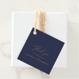 Romantische Goldkalligrafie Navy Blue Wedding Geschenkanhänger