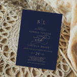 Romantische Goldkalligrafie | Navy Monogram Weddin Einladung<br><div class="desc">Diese romantische Goldkalligraphie Mono Hochzeitseinladung ist perfekt für eine einfache Hochzeit. Das moderne klassische Design besticht durch extravagante Wirbel und skurrile Schnörkel mit herrlich eleganten,  handgezeichneten Imitaten,  die auf Champagner-Goldfolie-Typografie setzen. Bitte beachten Sie: Dieses Design enthält keine echte Goldfolie. Es ist eine hochwertige Grafik,  die wie Goldfolie aussieht.</div>