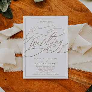 Romantische Goldkalligrafie   Rahmen für die Hochz Einladung