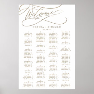 Romantische Goldkalligrafie-Seekarte Poster