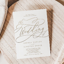 Romantische Goldkalligraphie Blühe die Hochzeit vo