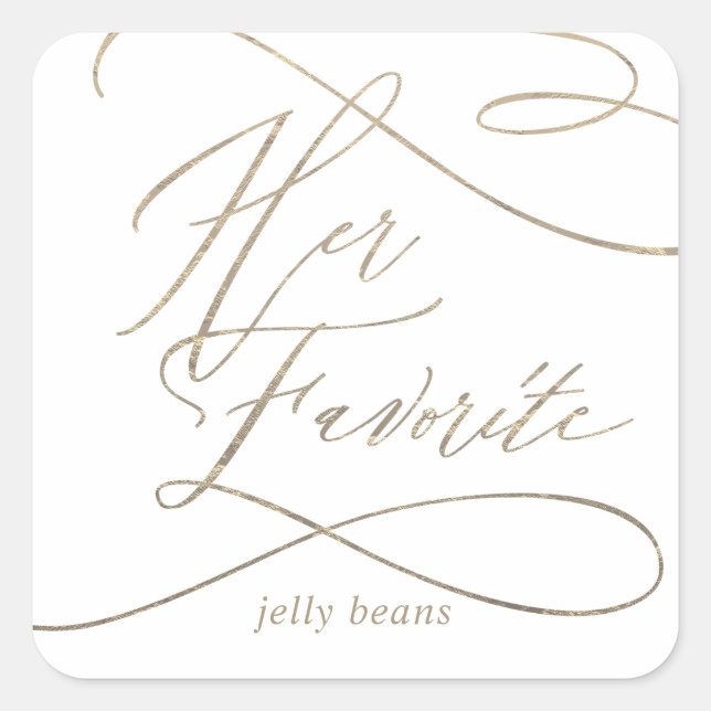 Romantische Goldkalligraphie Ihr Lieblingslied Quadratischer Aufkleber (Vorderseite)