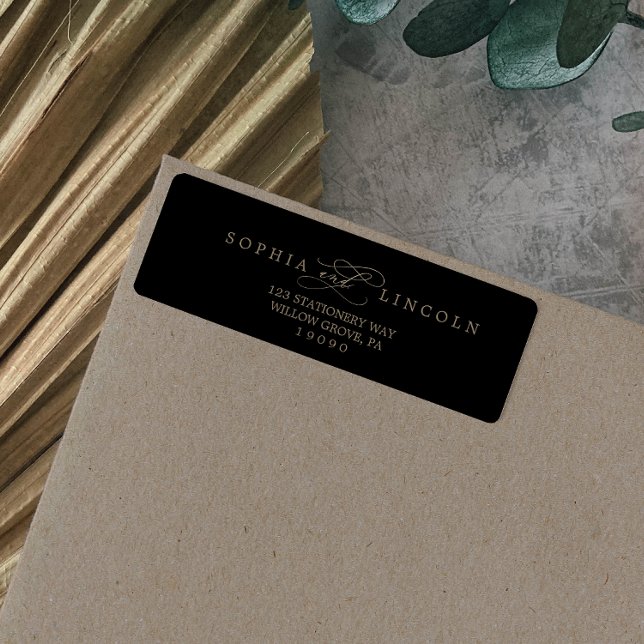 Romantische Goldkalligraphie Schwarze Rücksendeadr (Von Creator hochgeladen)