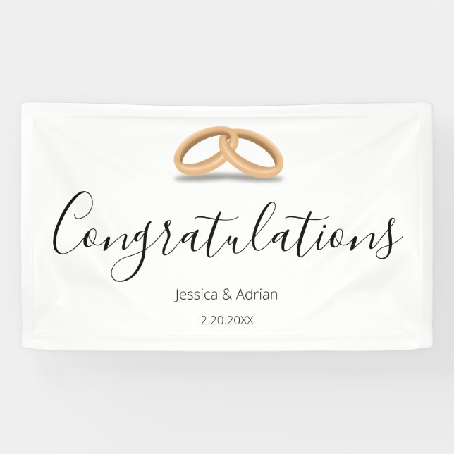 Romantische Goldringe Gratulation Banner (Horizontal)