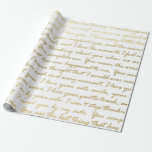 Romantische Goldzeitschrift für Typografie Geschenkpapier<br><div class="desc">Hochzeitsgeschenke in einem Imitat Gold moderne I Liebe Ihr typografisches Skript macht eine phantastische Präsentation. Ideal für Neuvermählte,  Brautpartys,  Polterabende,  neue Zuhause,  Verlobung-Duschen und vieles mehr.</div>