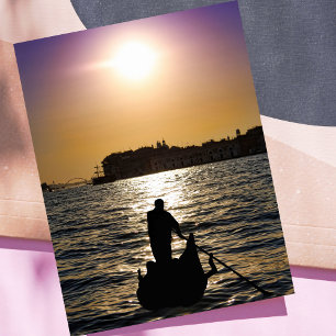 Romantische Gondel in Venedig bei Sonnenuntergang Postkarte