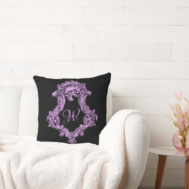 Romantische Goth Pink Monogram Kissen (Liege)