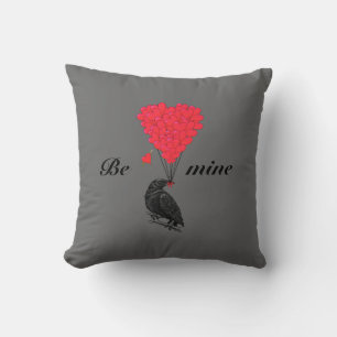Romantische Gothic Crow Valentine Liebe Herz Kissen