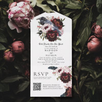 Romantische Gothic Watercolor Raven Floral Wedding
