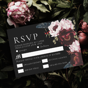 Romantische Gothic Watercolor Raven Wedding RSVP Begleitkarte
