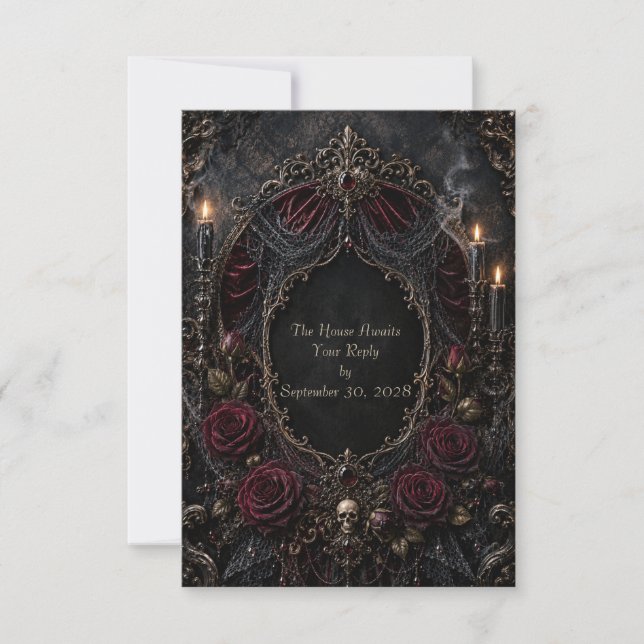 Romantische gothische RSVP-Karte (Vorderseite)