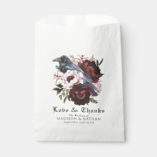 Romantische gotische Aquarell-Raben-Blumen-Hochzei Geschenktütchen