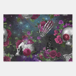 Romantische Gotische Hexe und Rose um Mitternacht Geschenkpapier Set