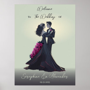 Romantische gotische Liebhaber Elegante Hochzeitsb Poster
