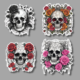 Romantische Gotische Möwen mit Rose Set Wasserdich Aufkleber