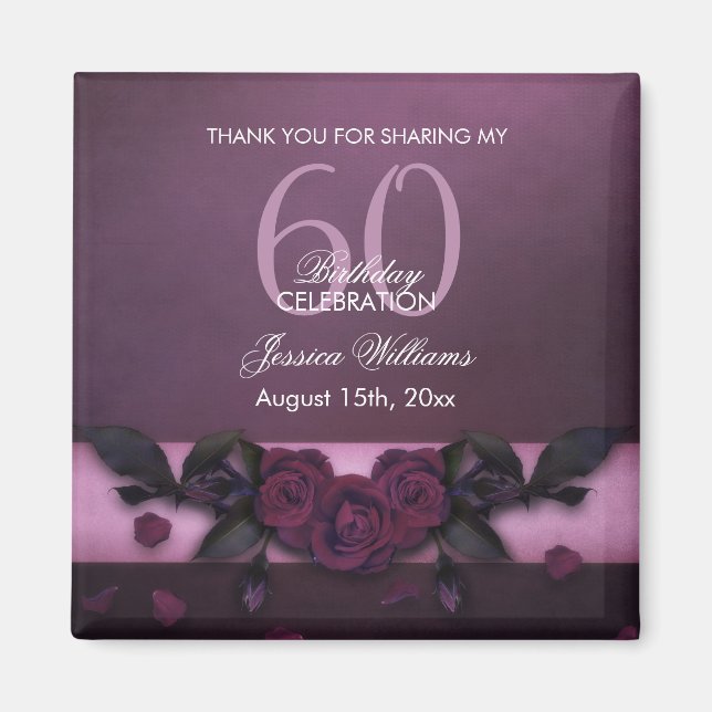 Romantische Gotische Rose & Petals Geburtstag Magnet (Vorne)