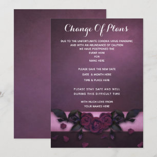 Romantische gotische Rose und Petalen Planänderung Einladung