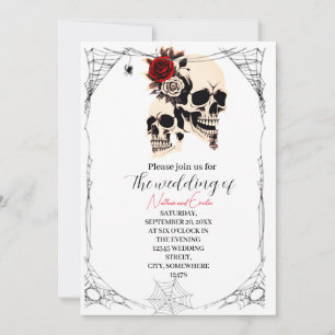 Romantische Gotische Schädelhochzeit Einladung