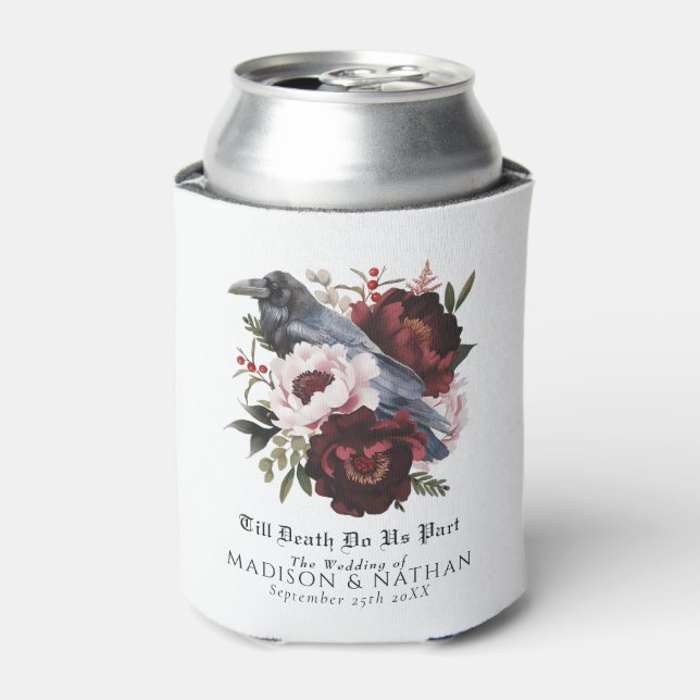 Romantische gotische Wasserfarbenraven-Hochzeit Dosenkühler (Kanne Vorderseite)