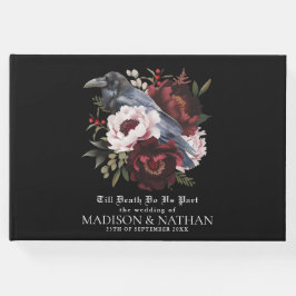 Romantische gotische Wasserfarbenraven-Hochzeit Gästebuch