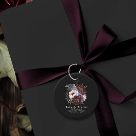 Romantische gotische Wasserfarbenraven-Hochzeit Geschenkanhänger