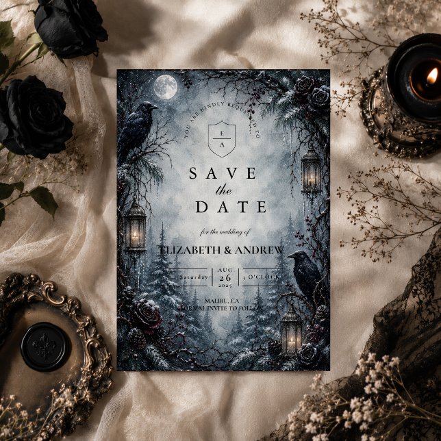 Romantische gotische Winterhochzeit Save The Date (Von Creator hochgeladen)