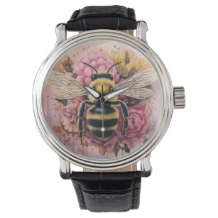 Romantische Graffiti Bee Mono-ha Style Blume Armbanduhr