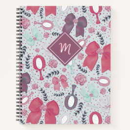 Romantische graue Bögen und Rose Notizbuch