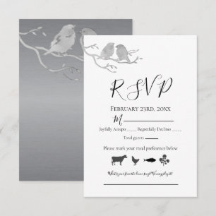 Romantische graue Wasserfarbe Verliebte auf einem RSVP Karte