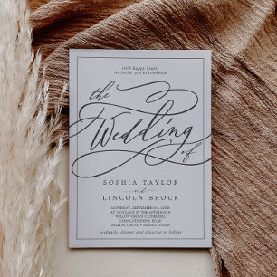 Romantische Graukalligraphie Rahmen für die Hoch Einladung