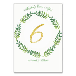 Romantische grüne Blätter - Hochzeitskarte 6 Ring Tischnummer