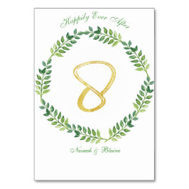 Romantische grüne Blätter - Hochzeitskarte 8 Tischnummer