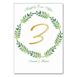 Romantische grüne Blätter - Tischkarte 3 Ring Tischnummer