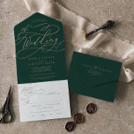 Romantische grüne Kalligrafie - das Hochzeitsfest  All In One Einladung<br><div class="desc">Diese romantische grüne Kalligrafie, die Hochzeit von allen in einer Einladung, ist perfekt für eine einfache Hochzeit. Das moderne klassische Design besticht durch extravagante Wirbel und skurrile Schnörkel mit herrlich eleganten, handgezeichneten Imitaten, die auf Champagner-Goldfolie-Typografie setzen. Schreiben Sie Ihre Gastadressen auf der Rückseite der gefalteten Einladung, oder kaufen Sie koordinierende...</div>