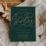Romantische grüne Kalligraphie Blühte die Hochzeit Einladung<br><div class="desc">Diese romantische grüne Kalligraphie blühe eine Hochzeitseinladung und ist ideal für eine einfache Hochzeit. Das moderne klassische Design besticht durch extravagante Wirbel und skurrile Schnörkel mit herrlich eleganten, handgezeichneten Imitaten, die auf Champagner-Goldfolie-Typografie setzen. Bitte beachten Sie: Dieses Design enthält keine echte Goldfolie. Es ist eine hochwertige Grafik, die wie Goldfolie...</div>