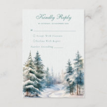 Romantische grüne Winterwaldkarte RSVP Card