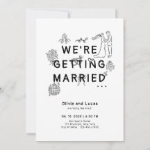 Romantische Hand Drawn Whimsical Black Wedding