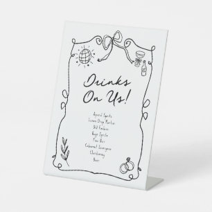 Romantische Hand Drawn Whimsical Wedding Black Sockelschild