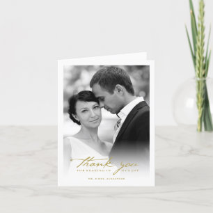 Romantische Handschrift Stilvolle Foto Hochzeit Dankeskarte