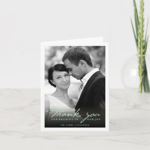 Romantische Handschrift Stilvolle Foto Hochzeit Dankeskarte