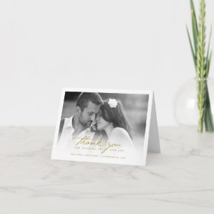 Romantische Handschrift Stilvolle Foto Hochzeit Dankeskarte