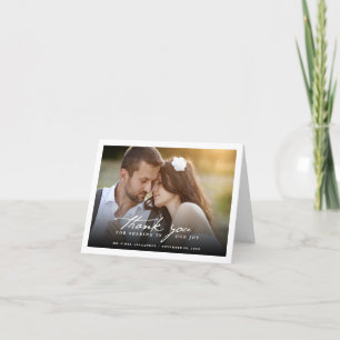 Romantische Handschrift Stilvolle Foto Hochzeit Dankeskarte