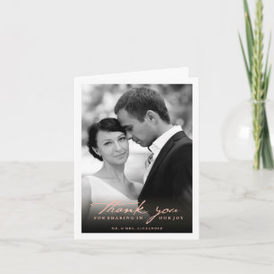 Romantische Handschrift Stilvolle Foto Hochzeit Dankeskarte