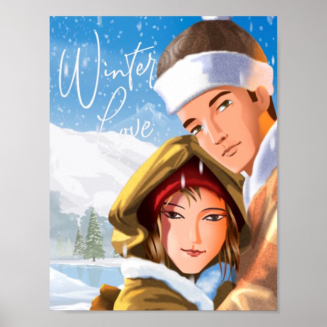 Romantische Happy Holidays Winter Liebe Poster Pap (Vorne)