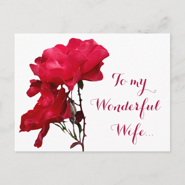 Romantische Happy Valentine rote Rose Blume Postkarte (Vorderseite)